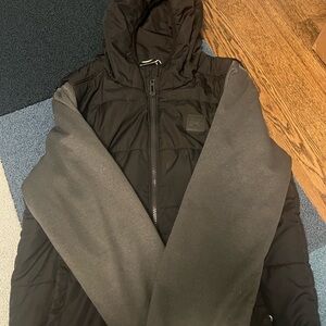 Boys XL coat- Black and Gray Hooded Under Armor